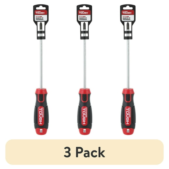 (3 pack) Hyper Tough #2 x 6 inch Phillips Screwdriver