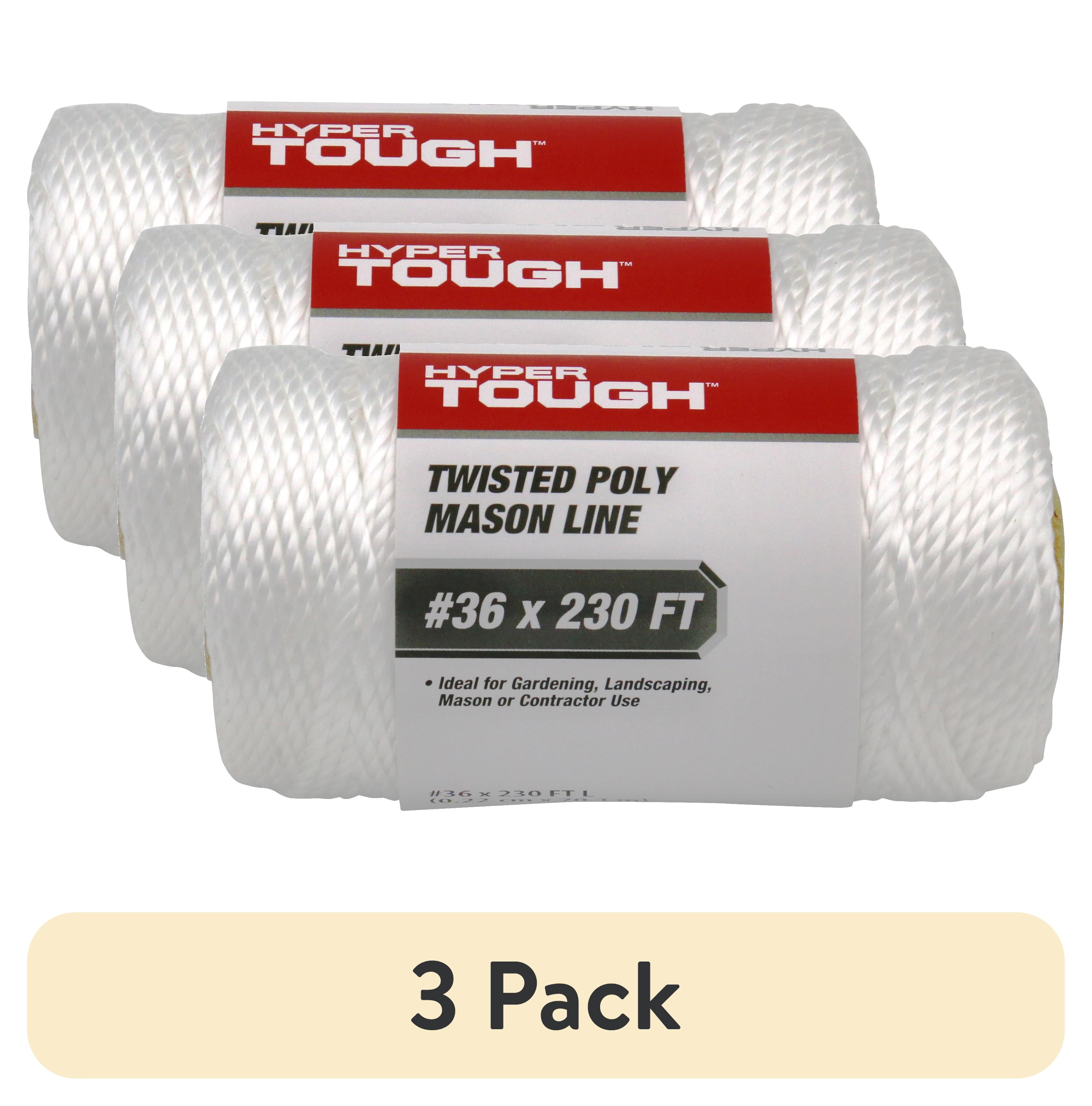 (3 pack) Hyper Tough 230 feet Twisted Polypropylene Mason Line, White, String & Twine, Durable, 4.5 oz