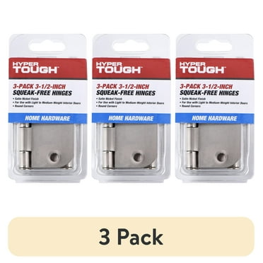 (3 pack) Hyper Tough 3-1/2 in. x 5/8 in. Satin Nickel Squeak-Free Door Hinge, 3-Pack
