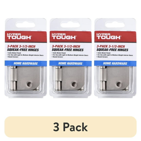 (3 pack) Hyper Tough 3-1/2 in. x 5/8 in. Satin Nickel Squeak-Free Door Hinge, 3-Pack