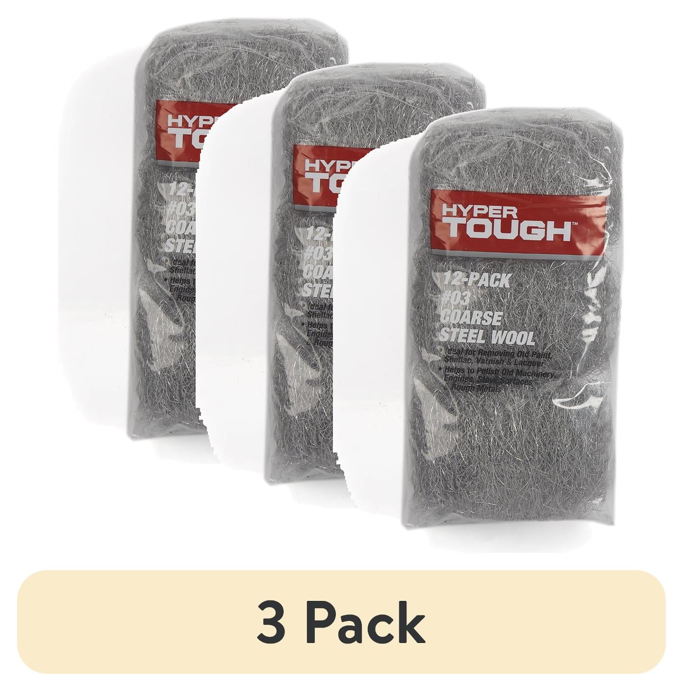 (3 pack) Hyper Tough #3 Coarse Steel Wool Pads, 12 Pack