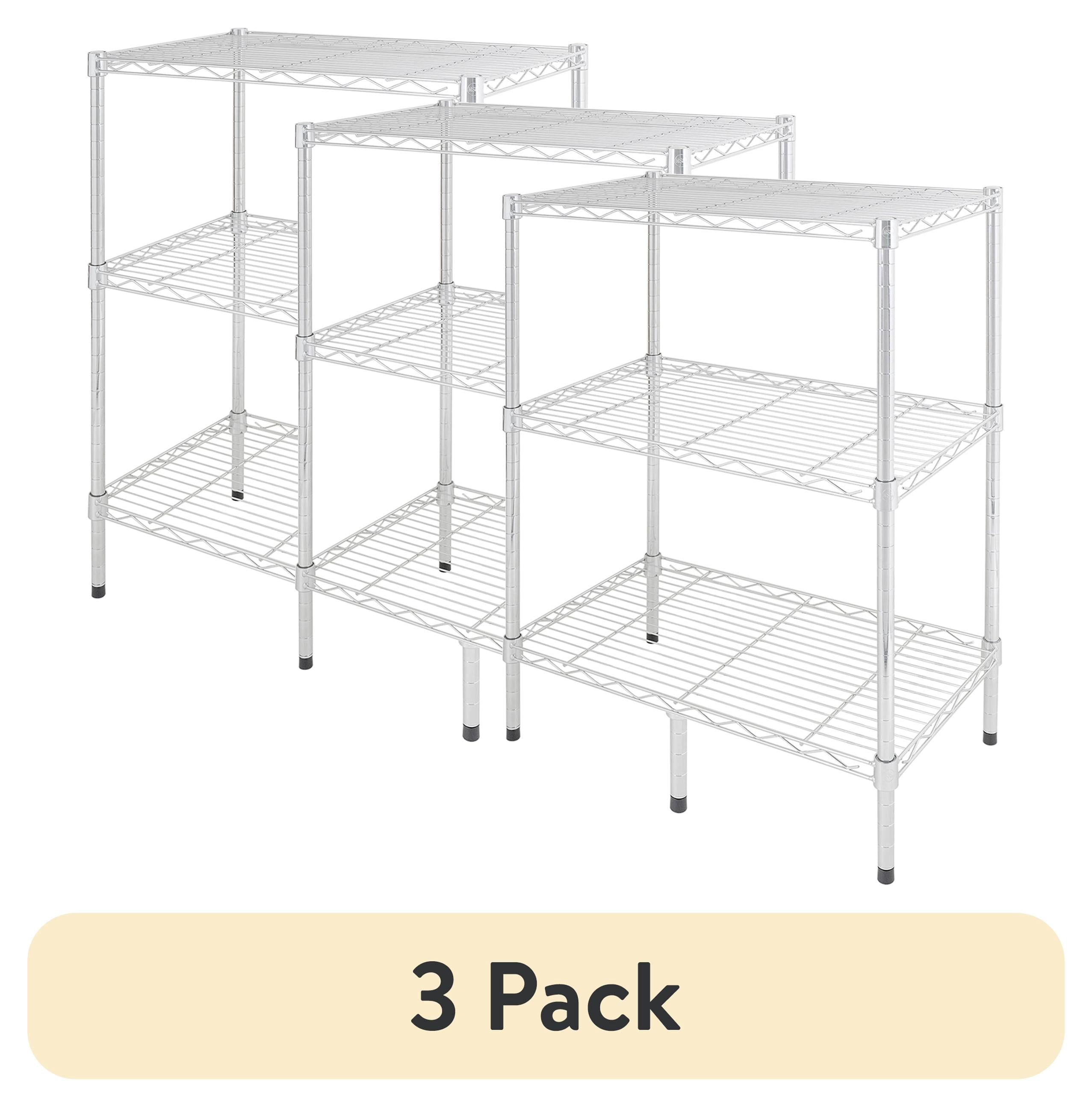 (3 pack) Hyper Tough 3-Tier Wire Shelving Rack, Chrome, 750 lbs Capacity