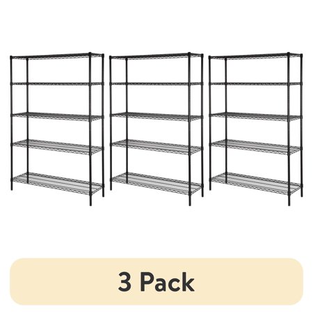(3 pack) (3 pack) Hyper Tough 5-Tier Steel Wire Shelving Rack Black Freestanding 1 Each