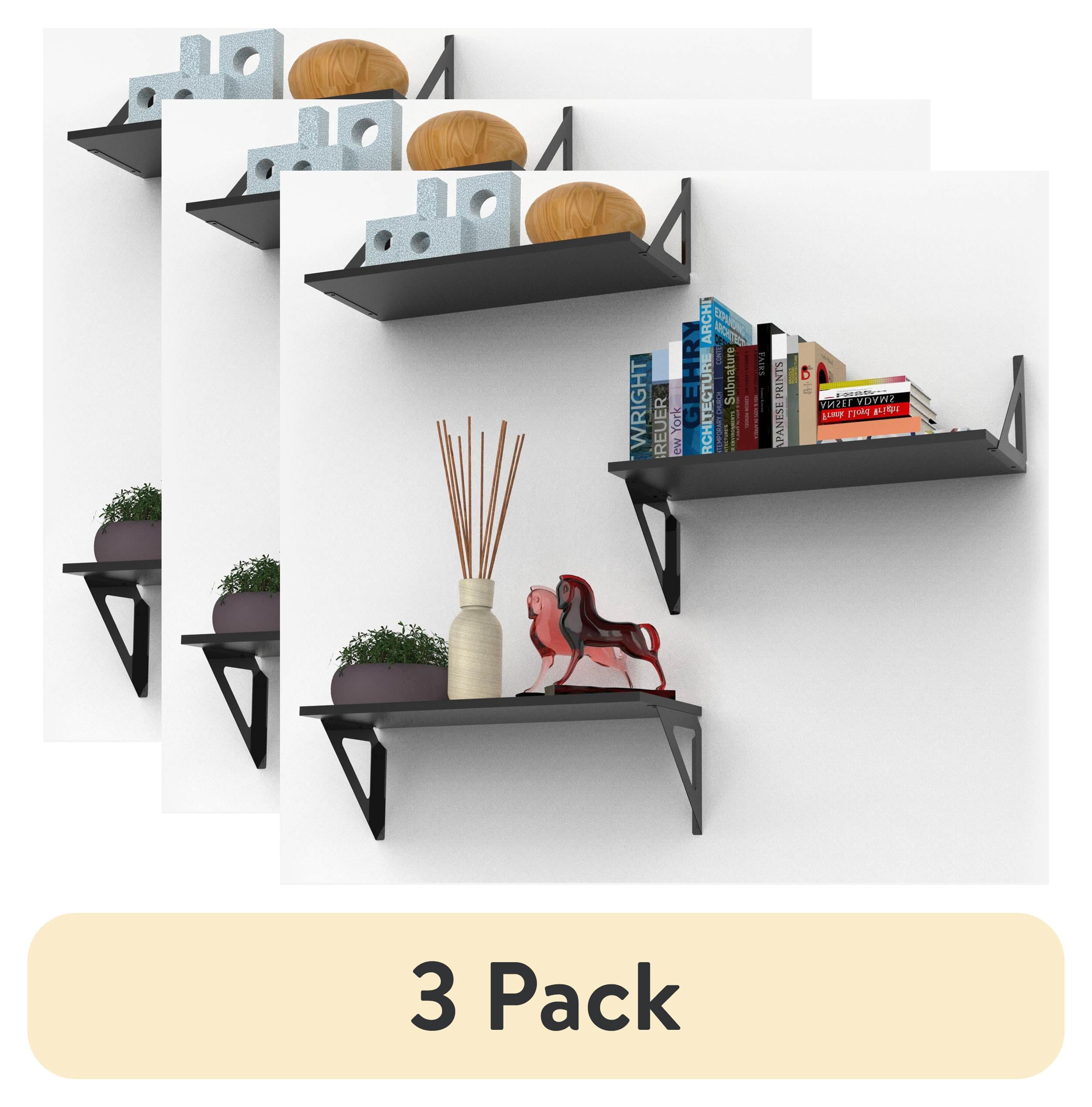 (3 pack) Hyper Tough 6 in. x 15 3/4 in. Modern Black Laminated Wood Shelf Kit