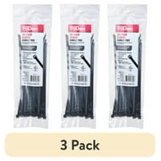 (3 pack) Hyper Tough 8 inch 75lb Cable Ties UV Resistant Black 50 Count