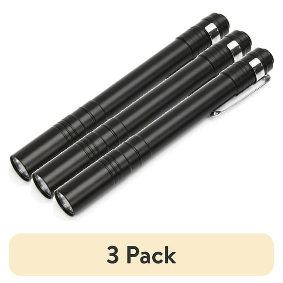 (3 pack) Hyper Tough 25-Lumen Black Penlight with Durable Aluminum Design