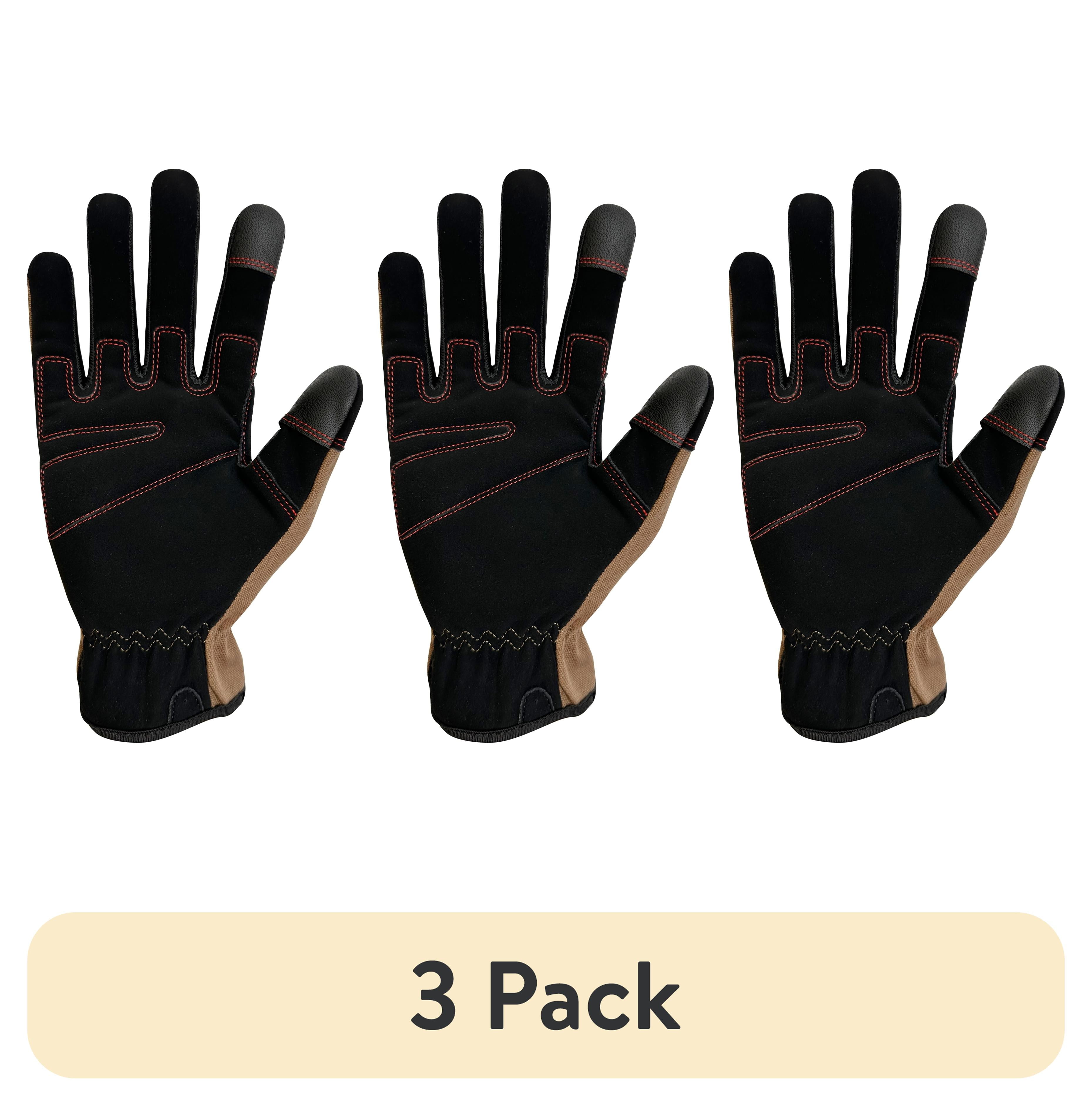(3 pack) Hyper Tough Cotton Duck Canvas Utility, Unisex Work Gloves, Brown, Medium, HT88981-23