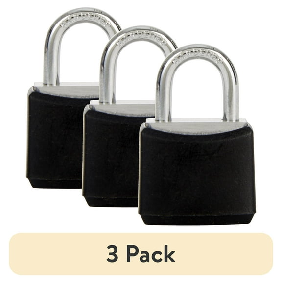 (3 pack) Hyper Tough Covered Aluminum Padlock 20mm Body with 7/16in Shackle, 2 pack
