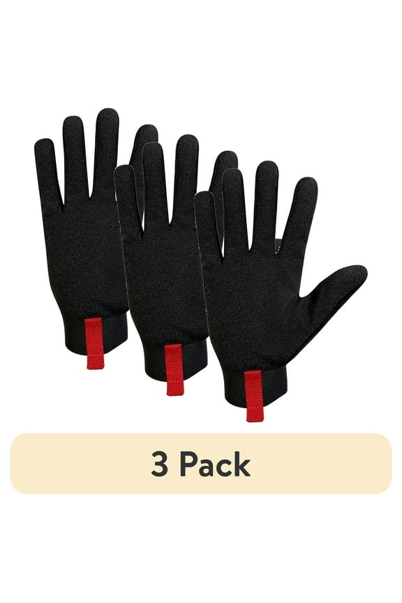 (3 pack) Hyper Tough Heavy Duty Impact Gloves, Black Red and Gray, Polyester, Adult Men's, Large, 1 Pair