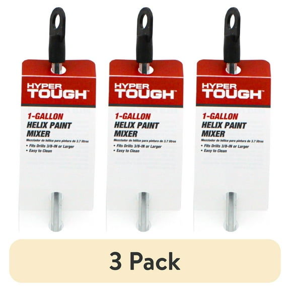 (3 pack) Hyper Tough Helix Paint Mixer for 1 Gallon Containers, 11.5in. x 2.63in., Steel Hex Shaft