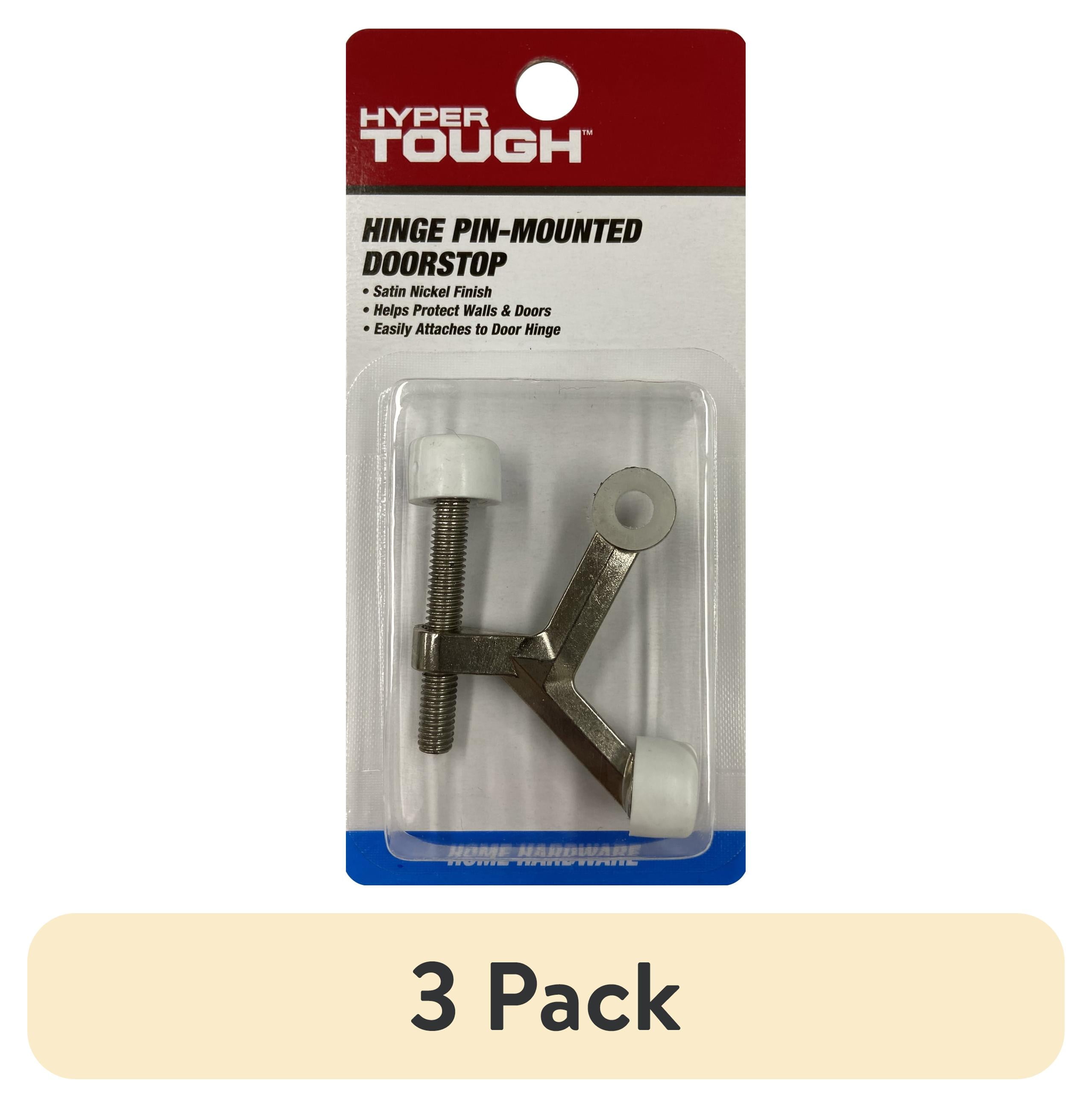 (3 pack) Hyper Tough Hinge Pin Mounted Doorstop, Satin Nickel, Assembled Product Depth 5.65 Inch