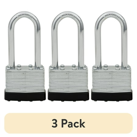 (3 pack) Hyper Tough 1-9/16 in. (40mm) Laminated Steel Keyed Padlock with 2 in. (51mm) Long Hardened Steel Shackle
