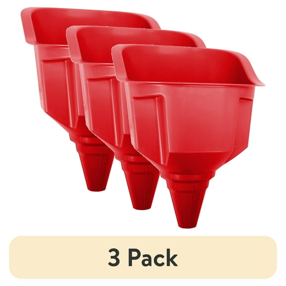 (3 pack) Hyper Tough Large Multi-Use Plastic Truck and Vehicle Funnel, Red