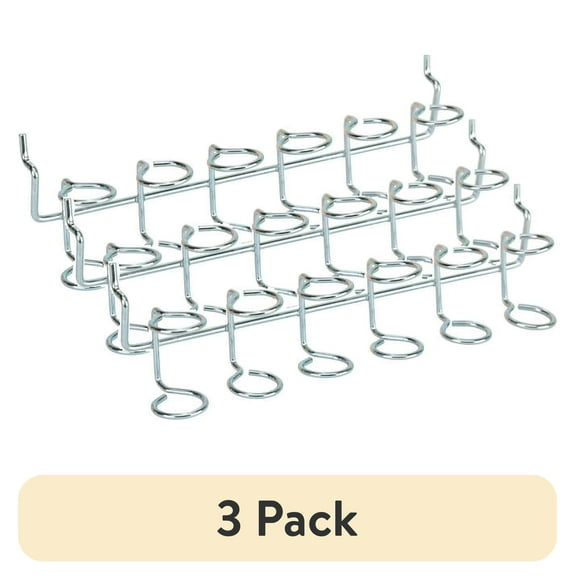 (3 pack) Hyper Tough Multi-Tool And Screwdriver Organizer Holder for a Pegboard, Zinc Plated Steel, 6 Slots