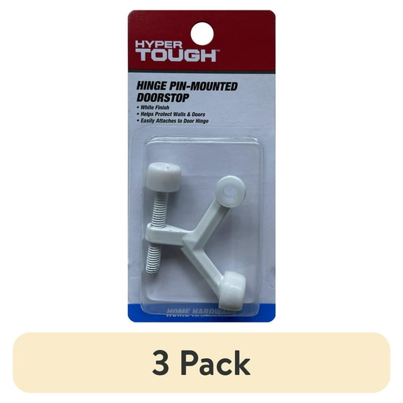 (3 pack) Hyper Tough New Hardware Hinge Pin Mounted Doorstop, White, 2.11 X 0.366 X 1.594 inch