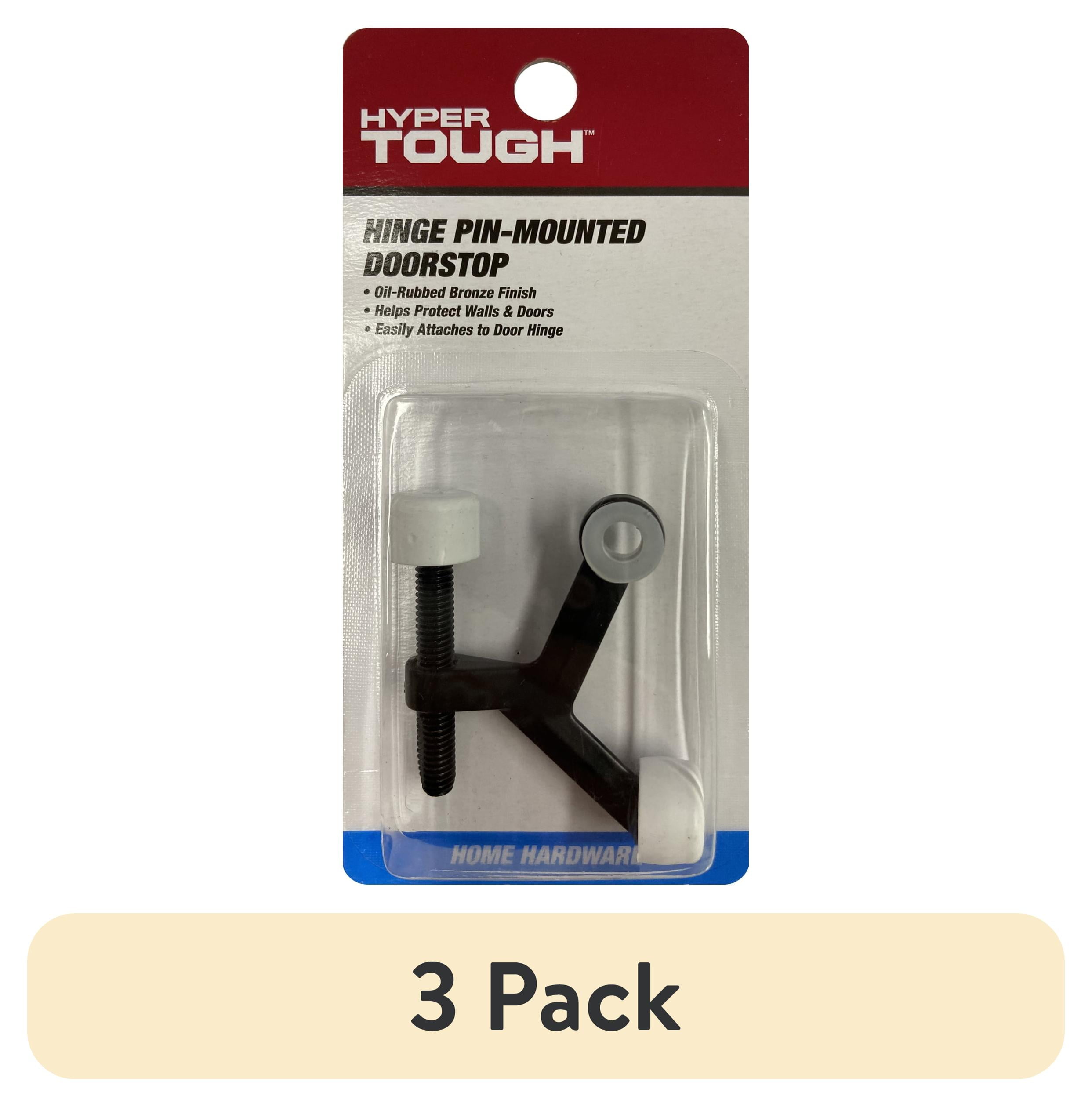 (3 pack) Hyper Tough New Hardware Hinge Pin Mounted Doorstop, Zinc Die Cast with Oil Rubbed Bronze, Assembled Product Depth 5.65,Height 0.7,Width 2.7 inch.