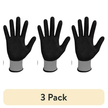 (3 pack) Hyper Tough Performance Grip Gloves, ANSI, Nitrile, Nylon, Spandex, Gray, Large