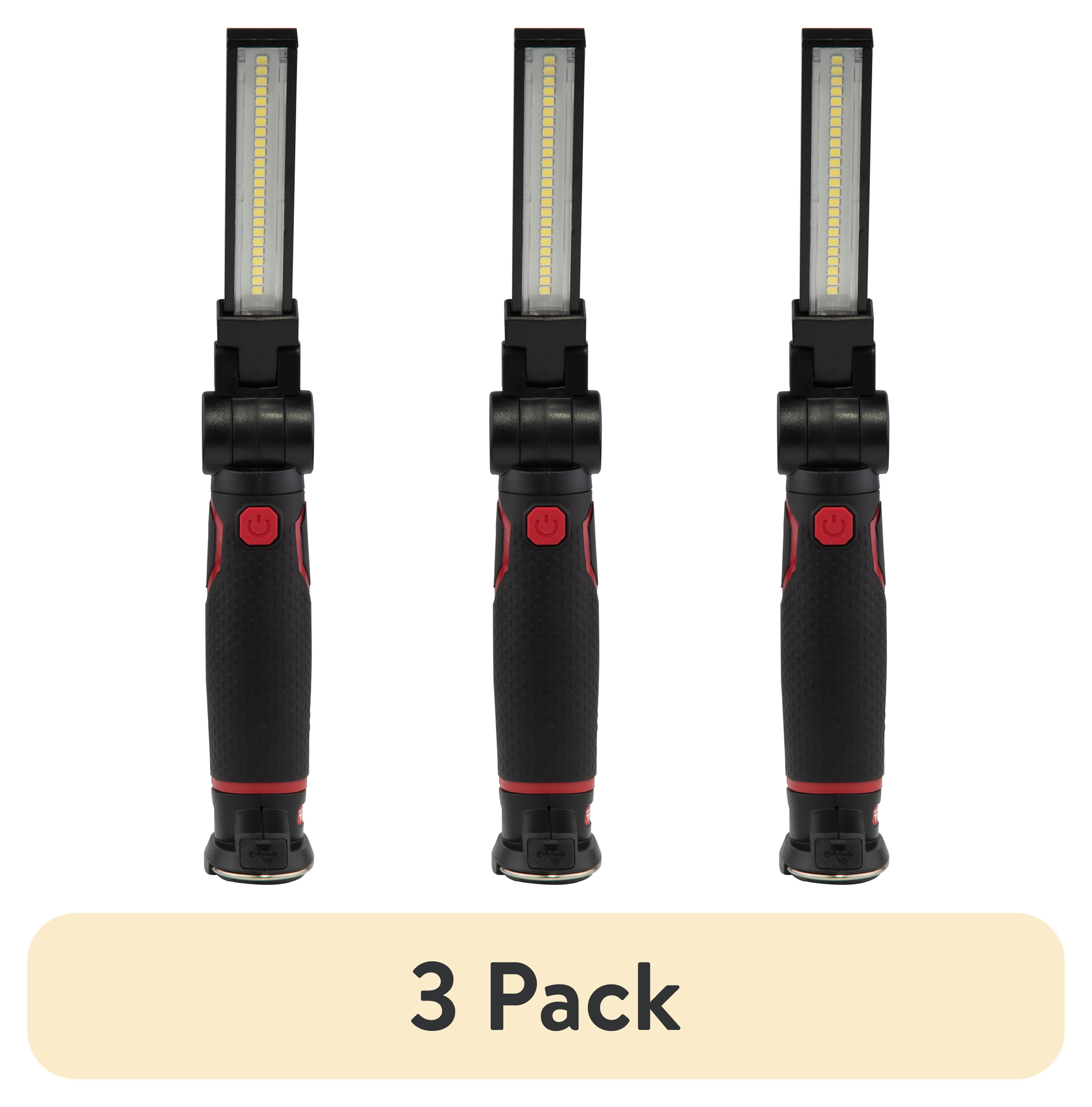 (3 pack) Hyper Tough Rechargeable Flip LED Work Light, Magnetic Base, Hanging Hook, 600 Lumens