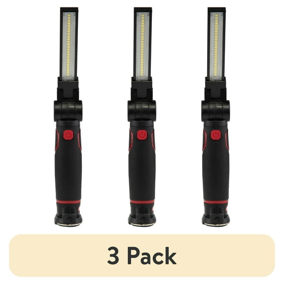 (3 pack) Hyper Tough Rechargeable Flip LED Work Light, Magnetic Base, Hanging Hook, 600 Lumens