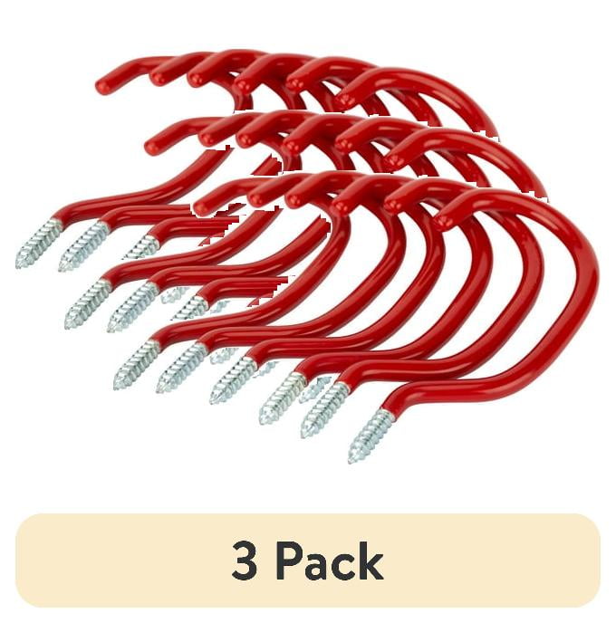 (3 pack) Hyper Tough Screw-in Vinyl Coated Bicycle Hook Value Pack, Red, 6 Pack