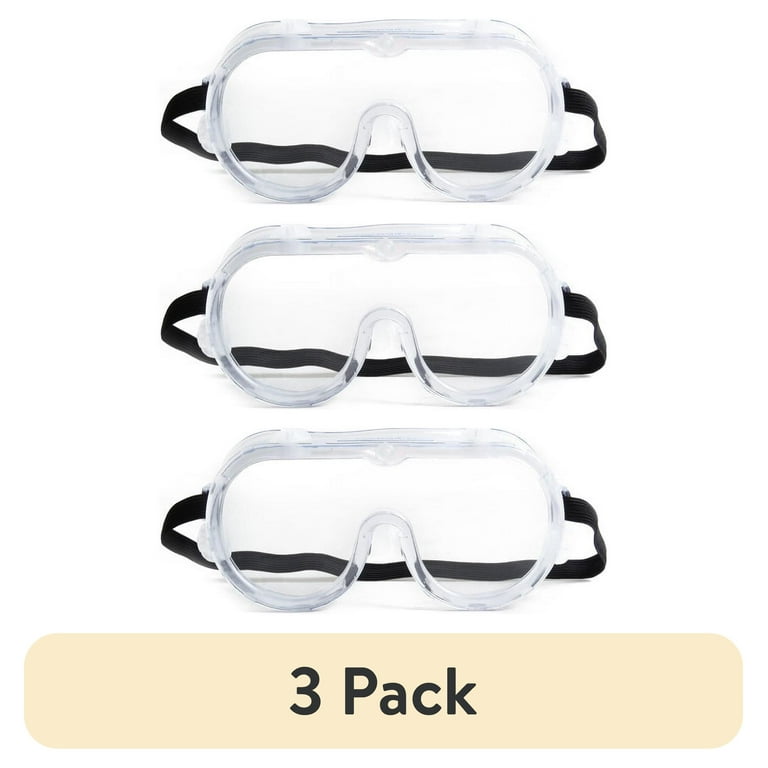 pack) Hyper Tough Splash Goggles, Clear 100% UV Safety