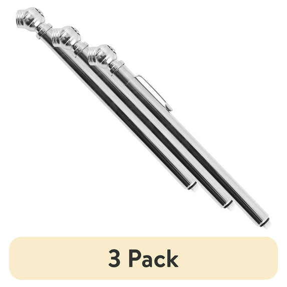 (3 pack) Hyper Tough Tire Gauge, 10 PSI to 50 PSI, Steel Tire Gauge 4020