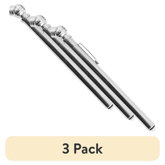 (3 pack) Hyper Tough Tire Gauge, 10 PSI to 50 PSI, Steel Tire Gauge 4020