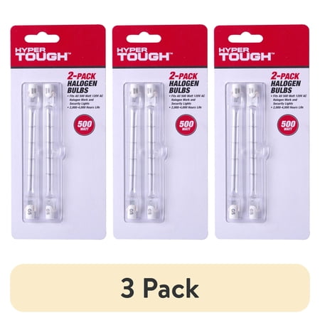 (3 pack) Hyper Tough 500W Halogen Bulbs, T3 R7s, 2-Pack