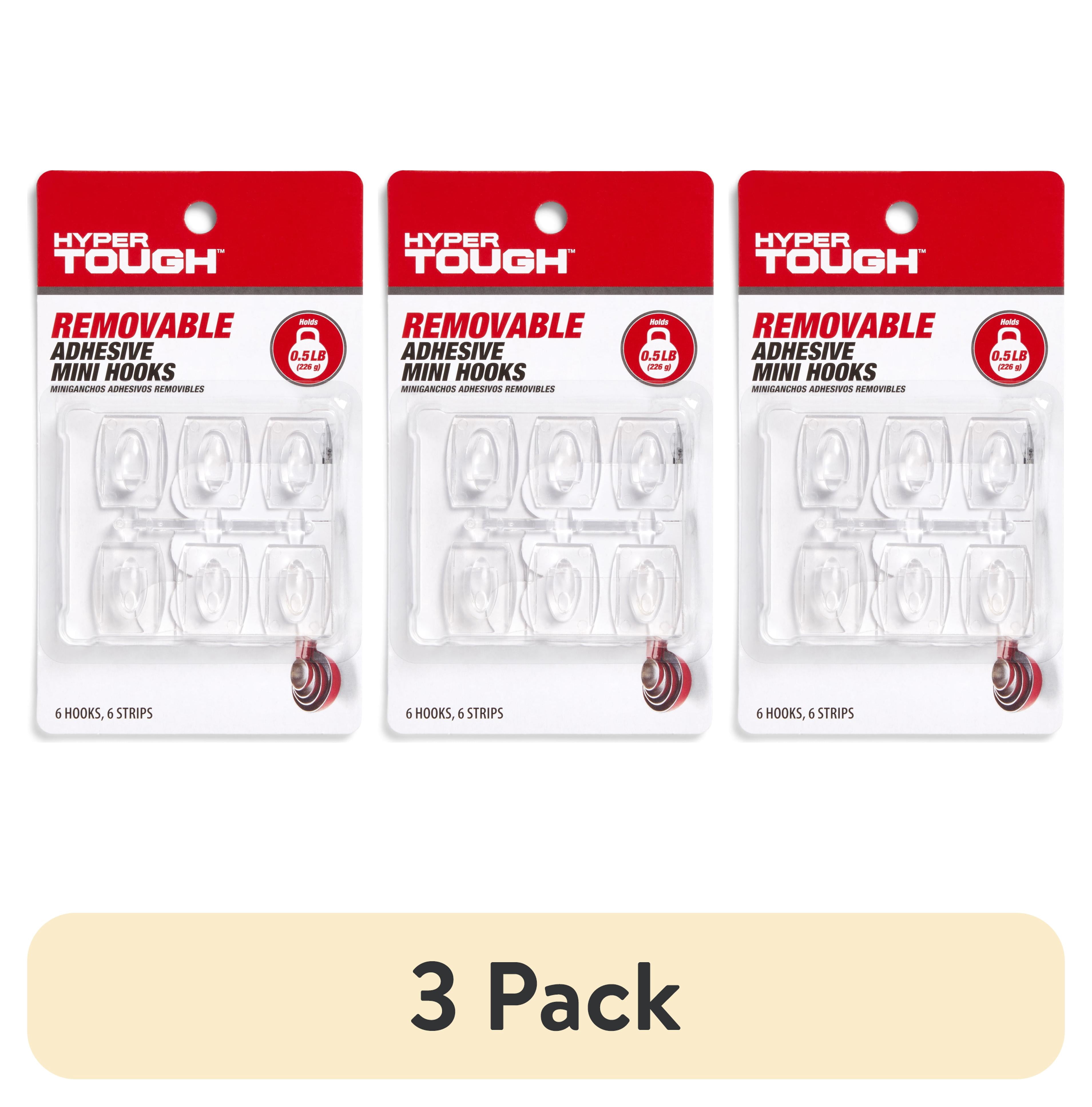 Moveable Hooks (3 pack) Hyper Tough Mini Removable Self-Adhesive Hooks, Square Plastic ...