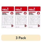 (3 pack) Hyper Tough Mini Removable Self-Adhesive Hooks, Square Plastic Hooks for Hanging Towels and Jackets, with 6 Adhesive Strips, 0.5 lbs Capacity, Clear, 6 Pc