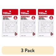 (3 pack) Hyper Tough Mini Removable Self-Adhesive Hooks, Square Plastic Hooks for Hanging Towels and Jackets, with 6 Adhesive Strips, 0.5 lbs Capacity, Clear, 6 Pc