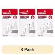 (3 pack) Hyper Tough Medium Removable Hinged Hooks, Oval Plastic Hooks for Hanging Keys, with 2 Strips, 1 lb Capacity, White, 2 Pc