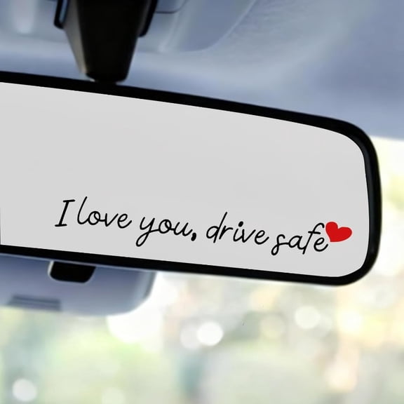 3-pack I Love You Safe Driving Rear View Mirror Stickers | Car Rear View Mirror Stickers, Safe Driving Stickers, Fun Car Vinyl Window Rear View Stickers, Unisex, Black
