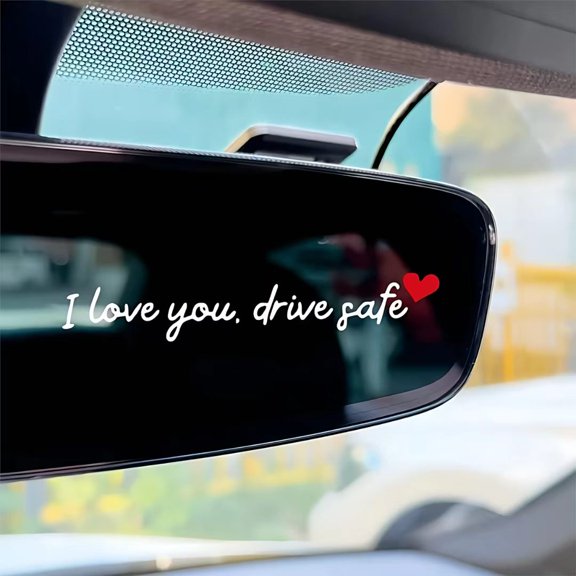 3-pack I Love You Safe Driving Rear View Mirror Stickers | Car Rear View Mirror Stickers, Safe Driving Stickers, Fun Car Vinyl Window Rear View Stickers, Unisex, Black