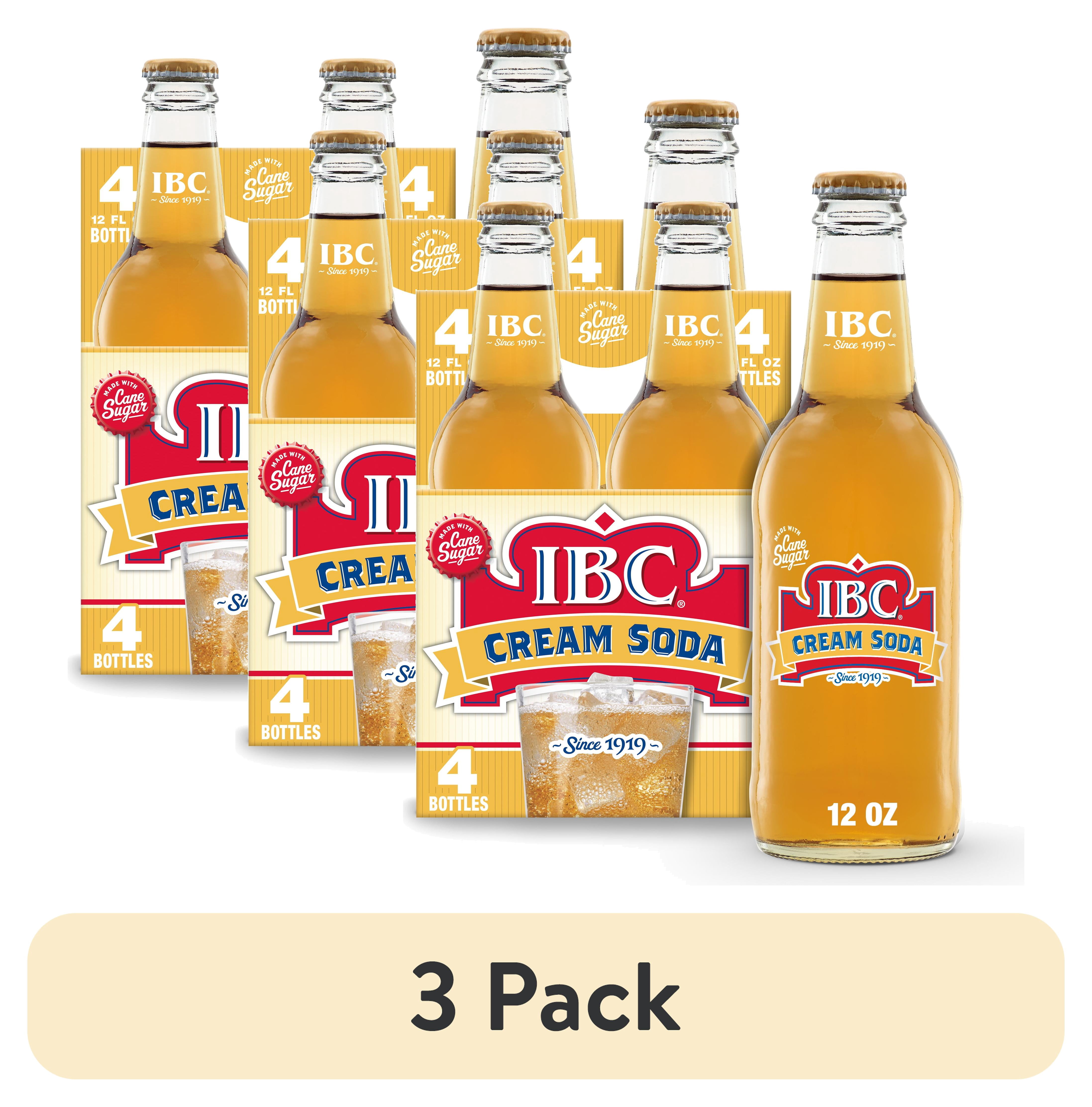 (3 pack) IBC Cream Soda Made with Sugar Glass Bottles, 12 Fl Oz, 4 Count