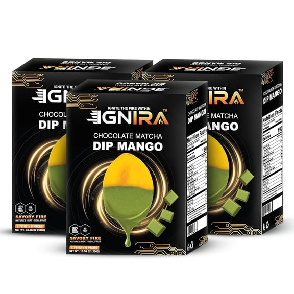 (3 pack) IGNIRA Dried Mango Slices Covered in Chocolate Matcha - Fruit Snack - 6-pack ( Paper Box )