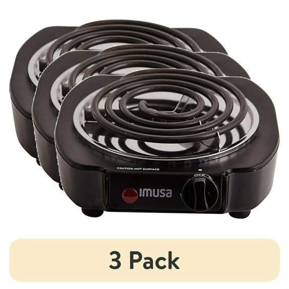 (3 pack) IMUSA Single Electric Burner, Black