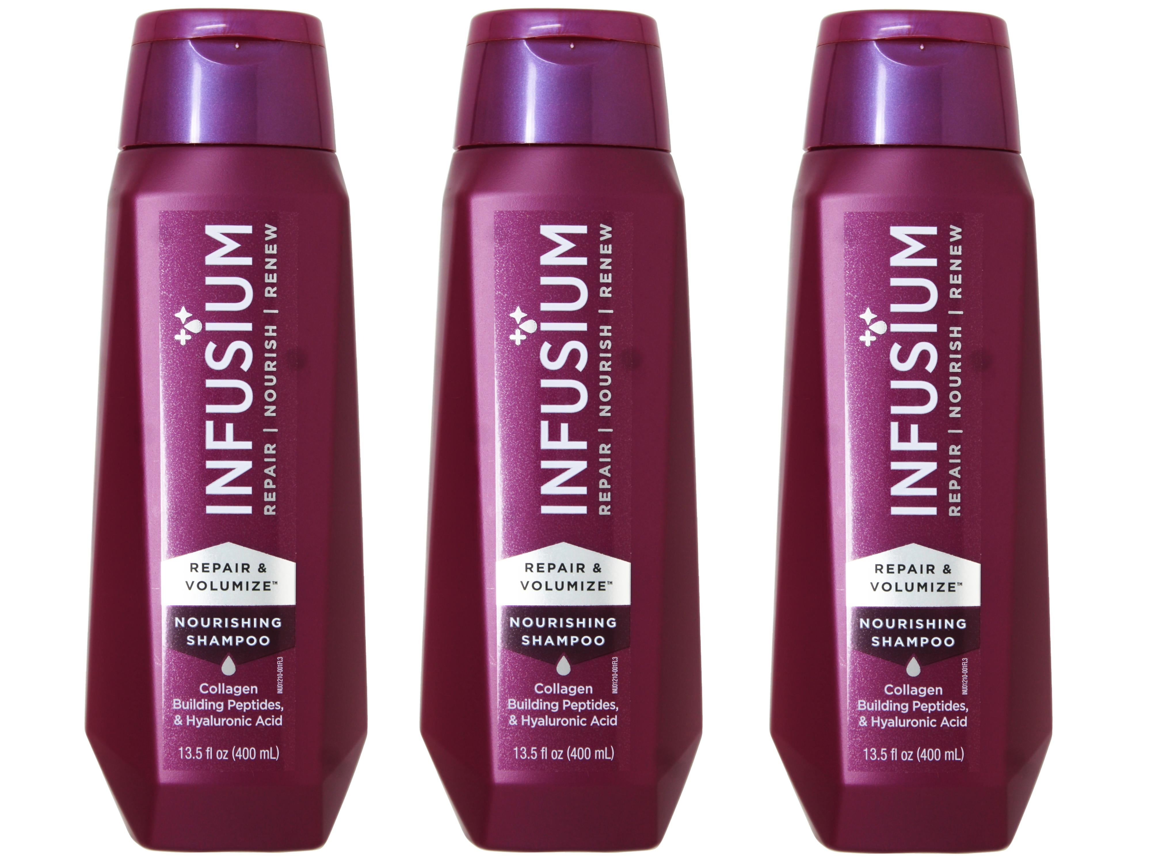 (3 pack) INFUSIUM Shampoo Repair & Volumize, Repair/Nourish/ Renew Shampoo, Collagen, Building Peptides & Hyaluronic Acid for Dry  & Damaged Hair, 13.5 FL OZ