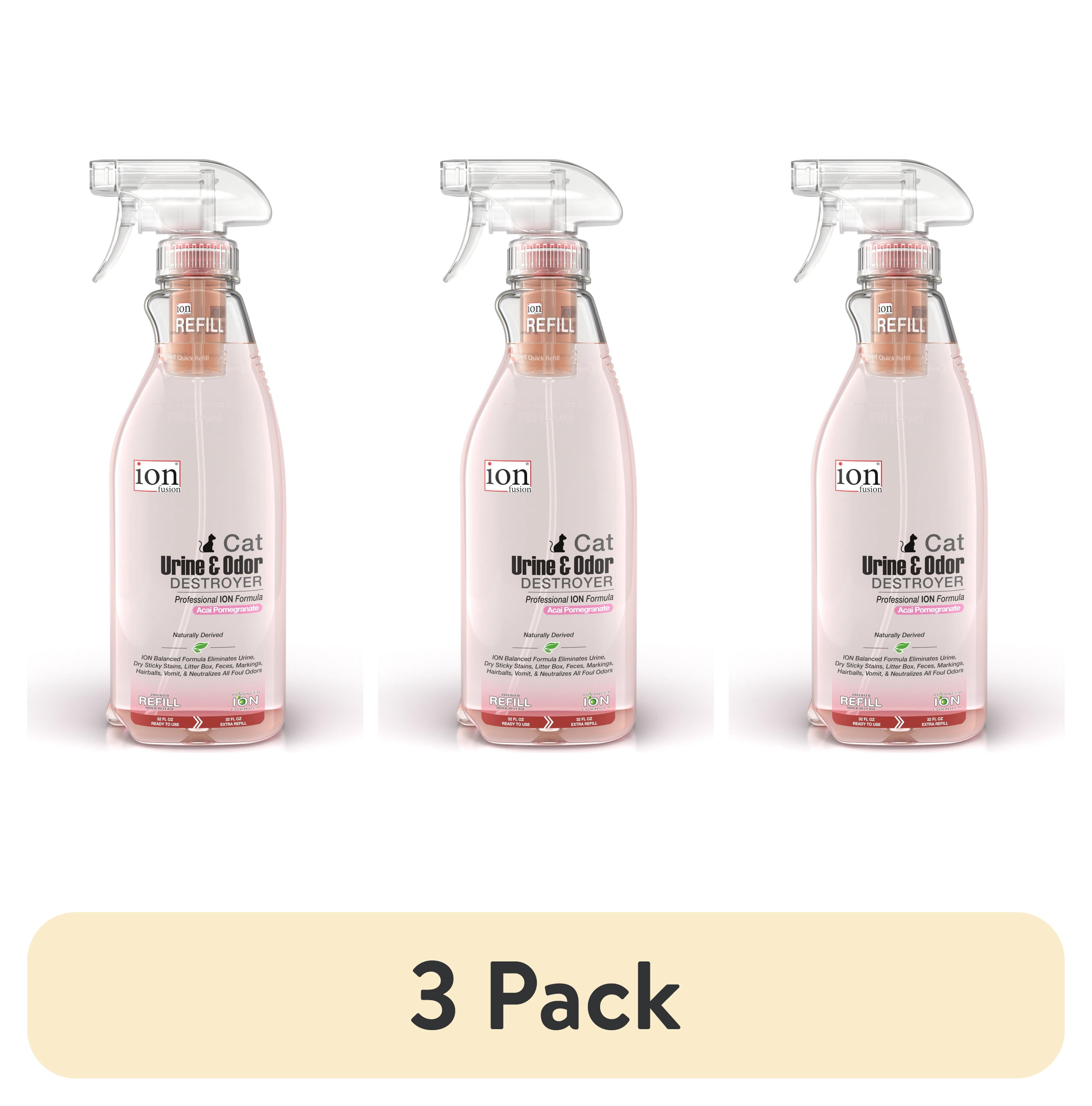 (3 pack) ION Fusion Cat Urine & Odor Destroyer - 2 Bottles in 1. 32oz
