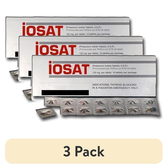 (3 pack) IOSAT KI Potassium Iodide Tablets 130 mg x 14 Tablets Pack / Expiry Year 2032 / FDA Approved - Pack of 1