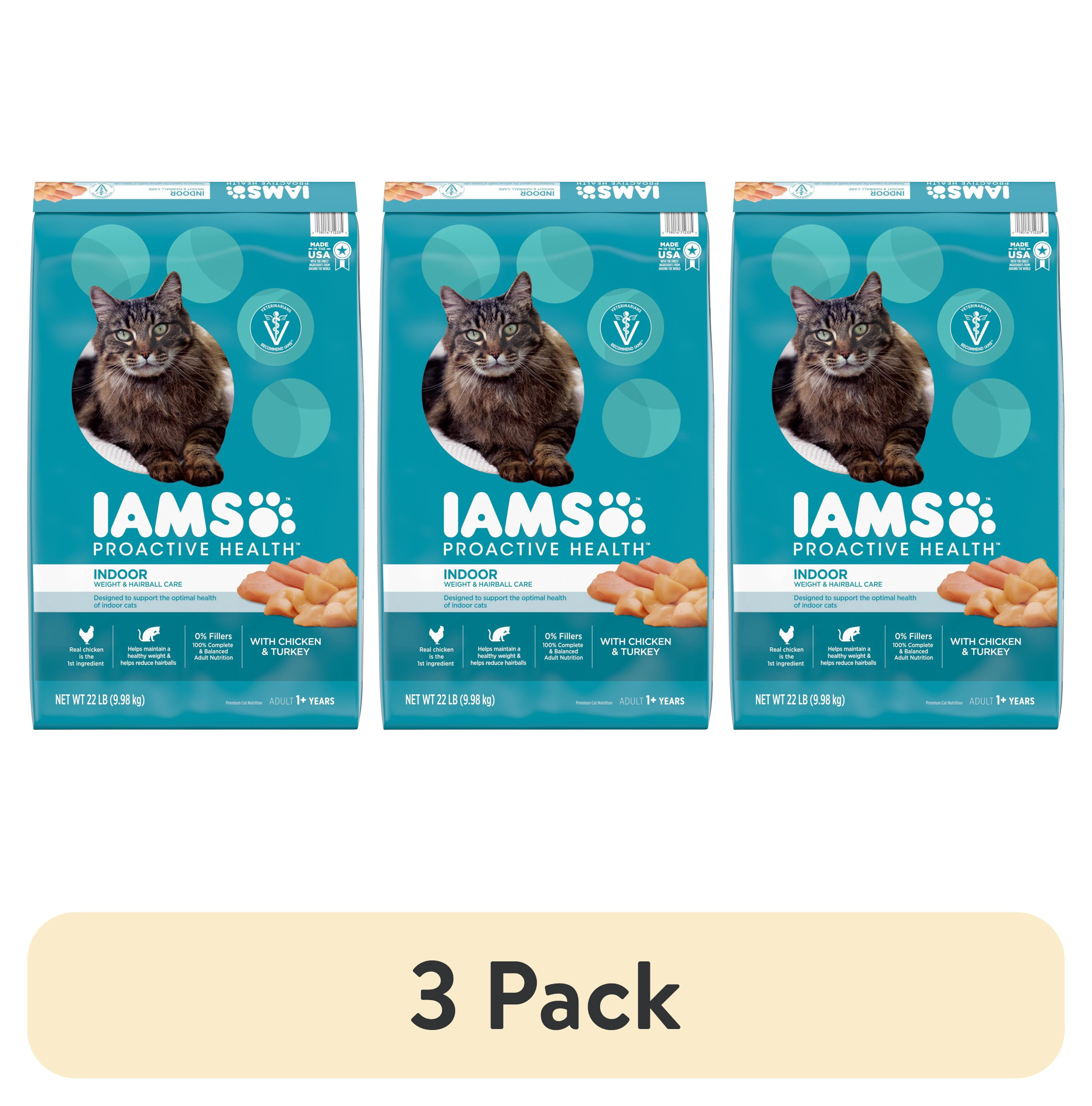 (3 pack) Iams Proactive Health Chicken And Turkey Dry Cat Food, 22 Lb Bag