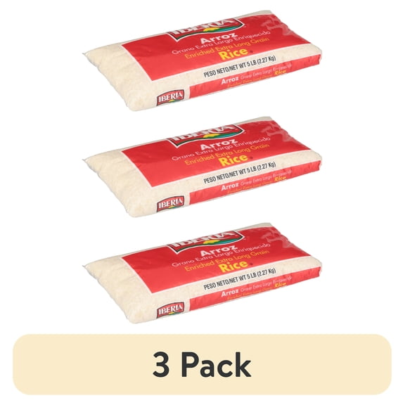 (3 pack) Iberia Enriched Long Grain Rice, 5 Lb