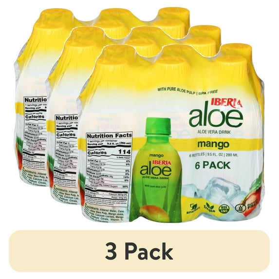 (3 pack) Iberia Mango Aloe Vera Drink 6 - 9.5 fl oz Bottles