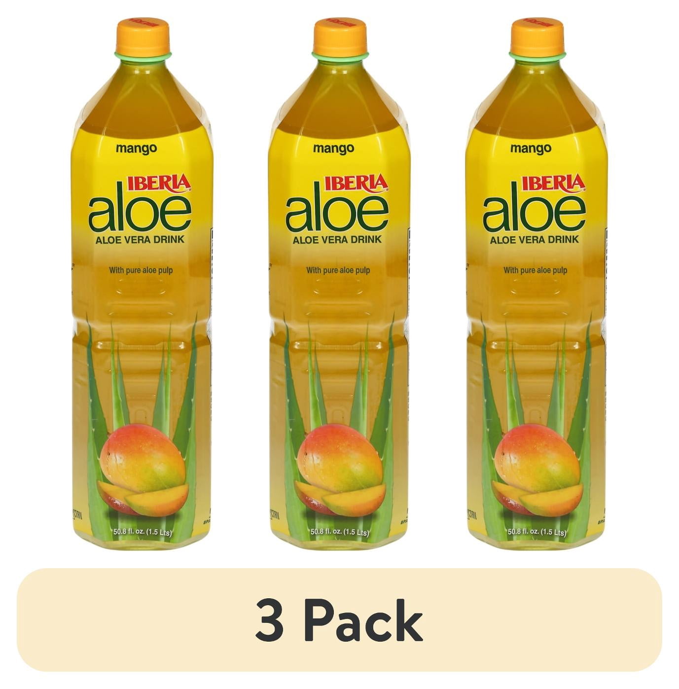 (3 pack) Iberia Mango Aloe Vera Drink with Pure Aloe Pulp 50.8 fl oz