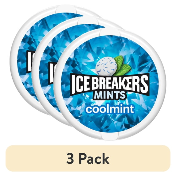 (3 pack) Ice Breakers Cool Mint Sugar Free Mints, Tin 1.5 oz