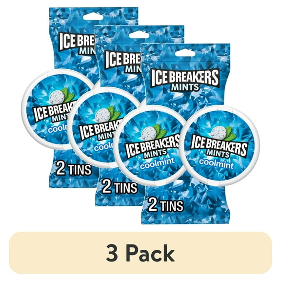 (3 pack) Ice Breakers Coolmint Sugar Free Mints, Tins 1.5 oz, 2 Count