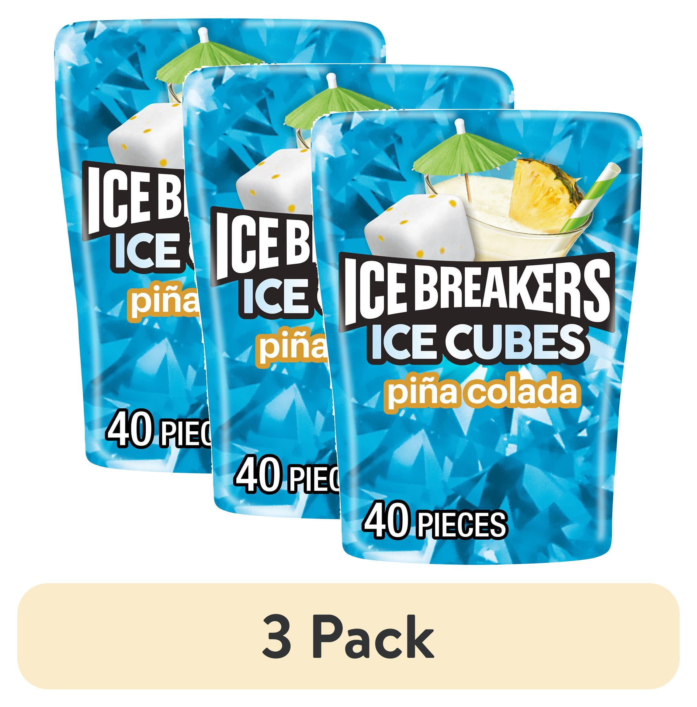 (3 pack) Ice Breakers Ice Cubes Pina Colada Sugar Free Chewing Gum, Bottle 3.24 oz, 40 Pieces