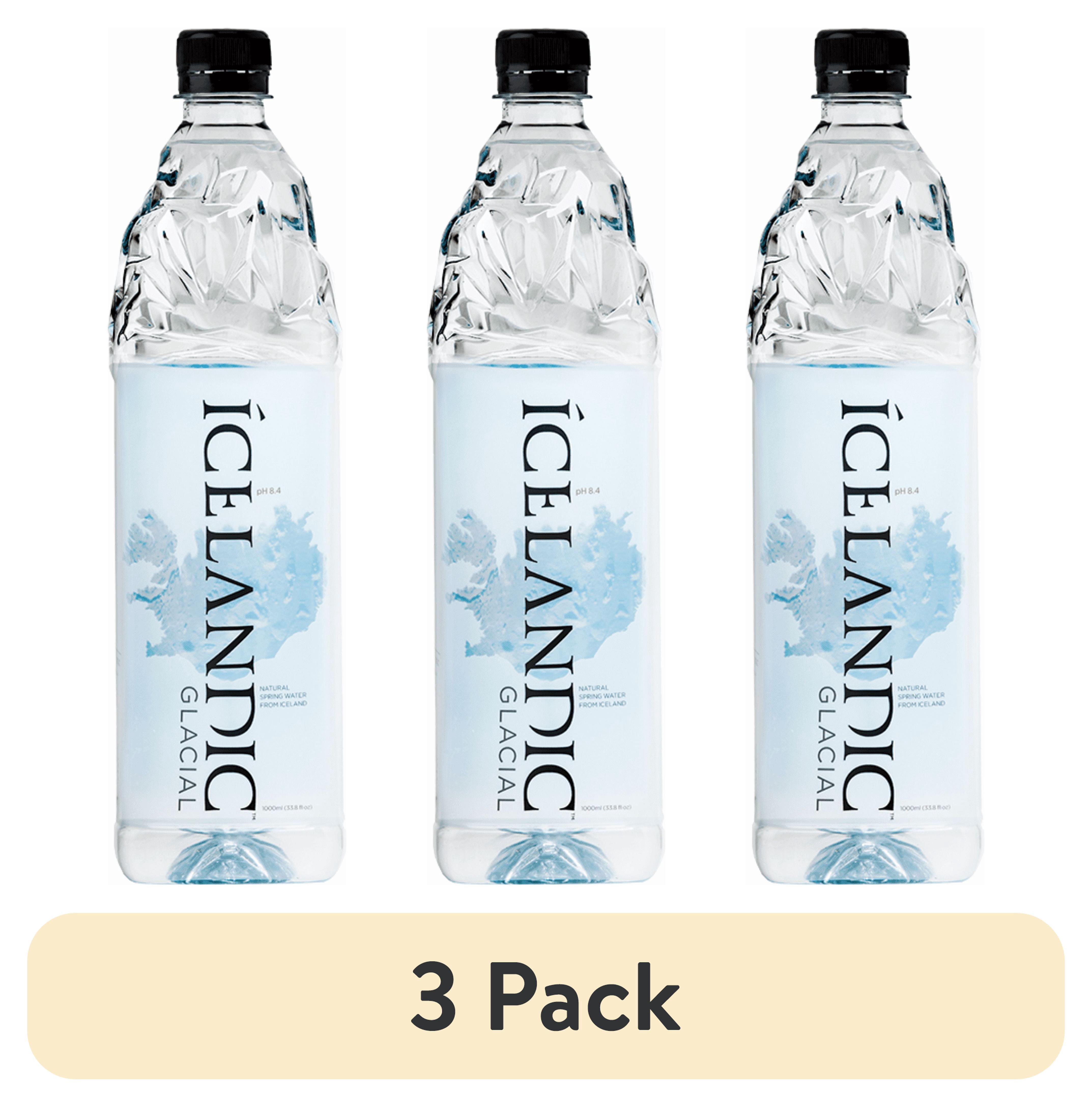 (3 pack) Icelandic Glacial Natural Alkaline Spring Water, 1 Liter, Single Plastic Bottle