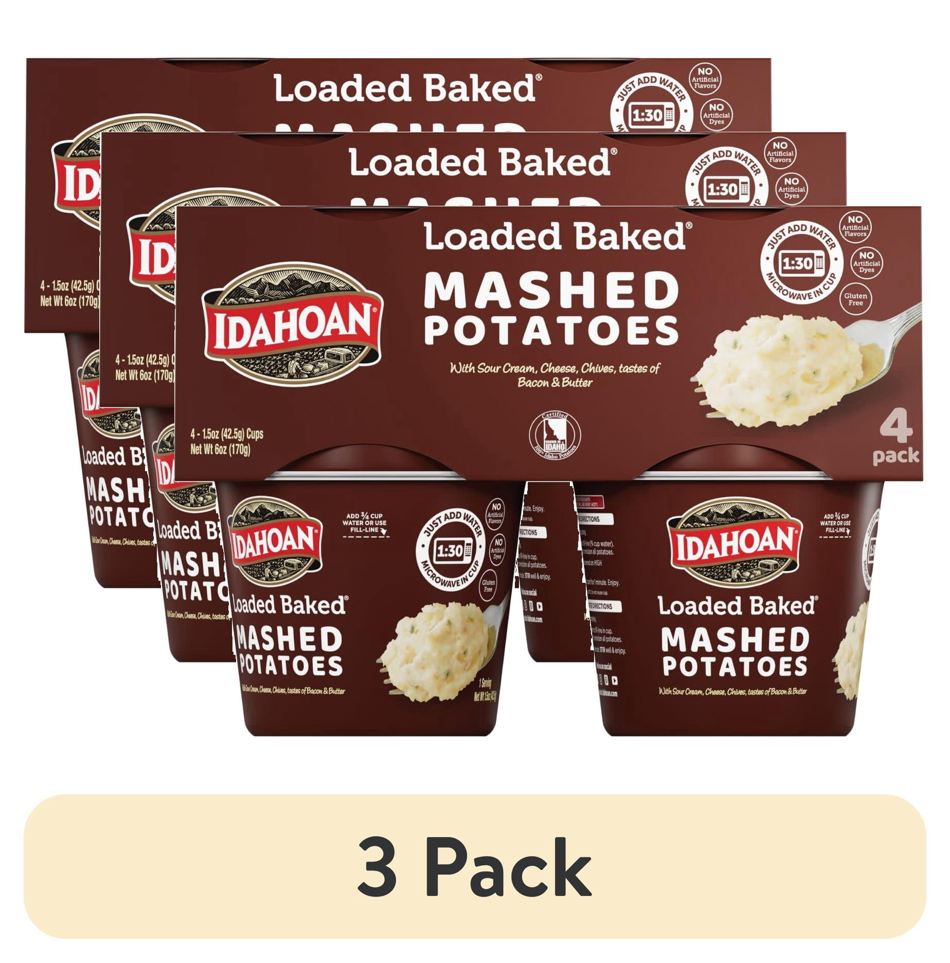 (3 pack) Idahoan Loaded Baked Mashed Potatoes, 1.5 oz Cup (Pack of 4)