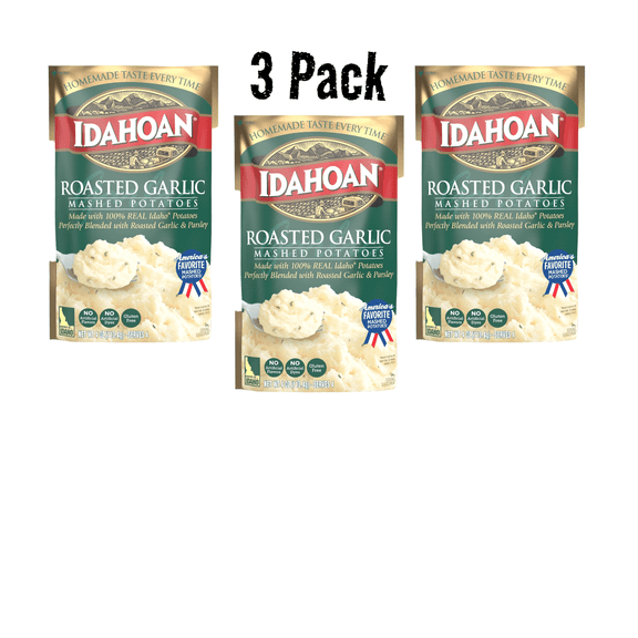 (3 pack) Idahoan Roasted Garlic Mashed Potatoes, 4 oz Pouch